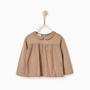 Contrast Embroidered Top